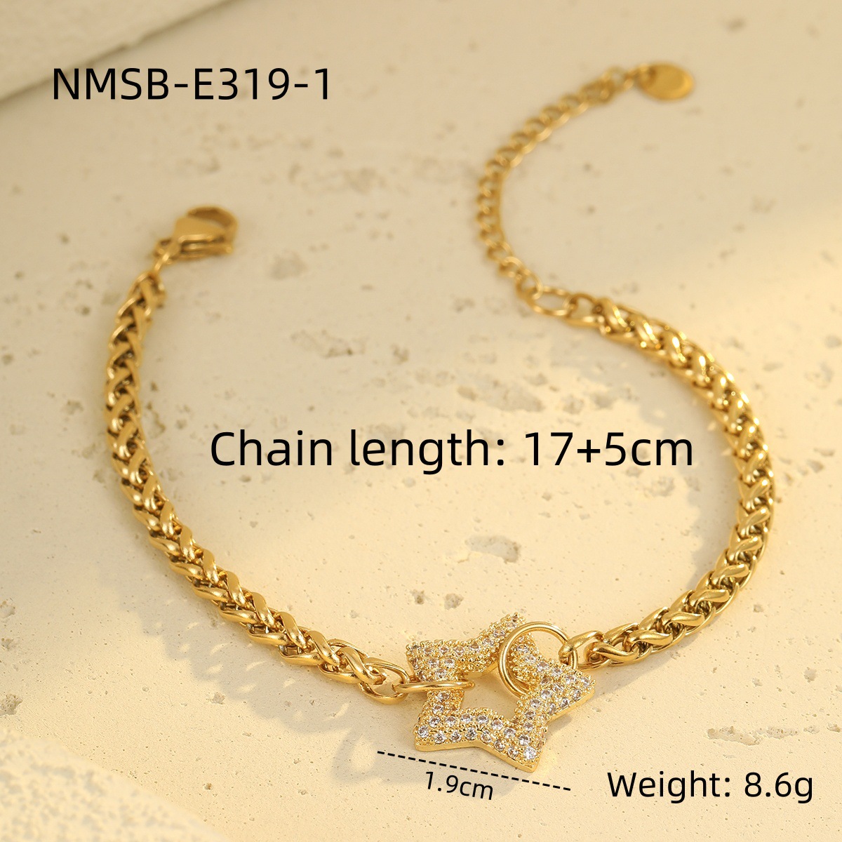 18k Gold Pated Stinless Steel Charm Bracelet