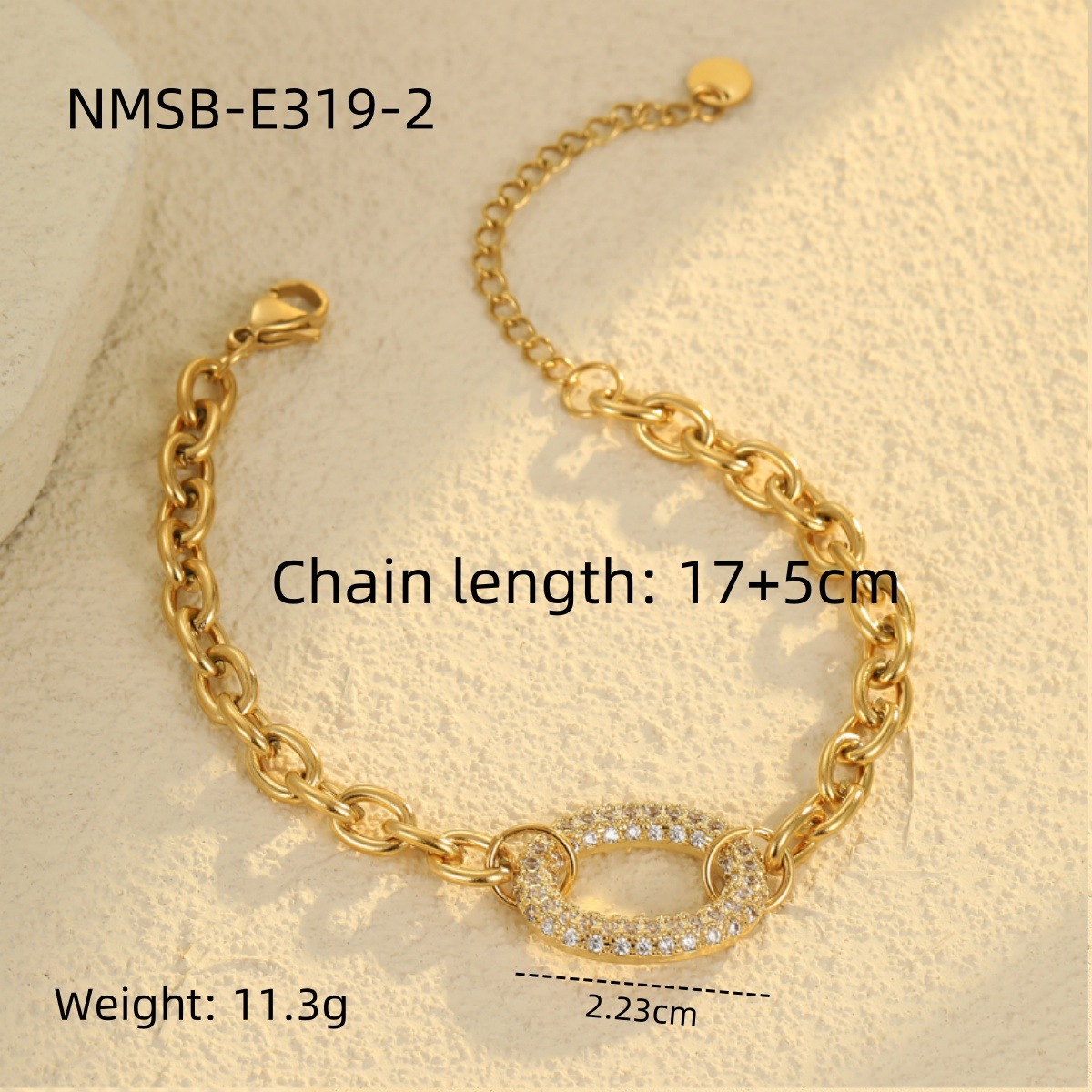 18k Gold Pated Stinless Steel Charm Bracelet