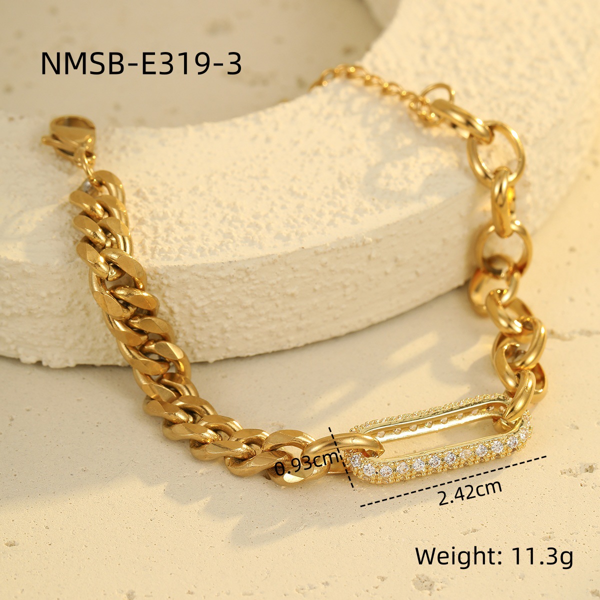 18k Gold Pated Stinless Steel Charm Bracelet