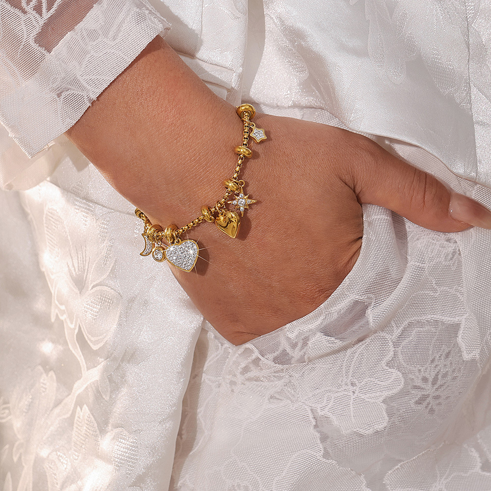 18k Gold Pated Stinless Steel Charm Bracelet