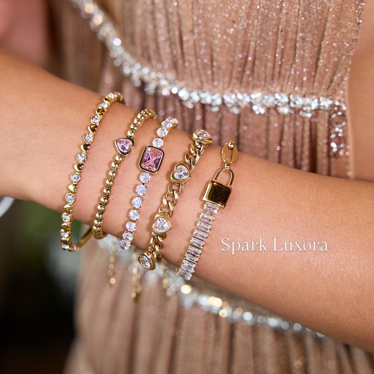 18k Gold Pated Stinless Steel Charm Bracelet - Image 2