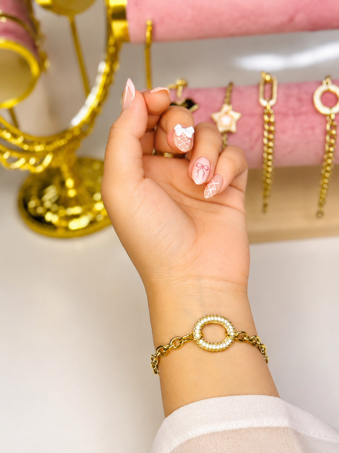 18k Gold Pated Stinless Steel Charm Bracelet - Image 2