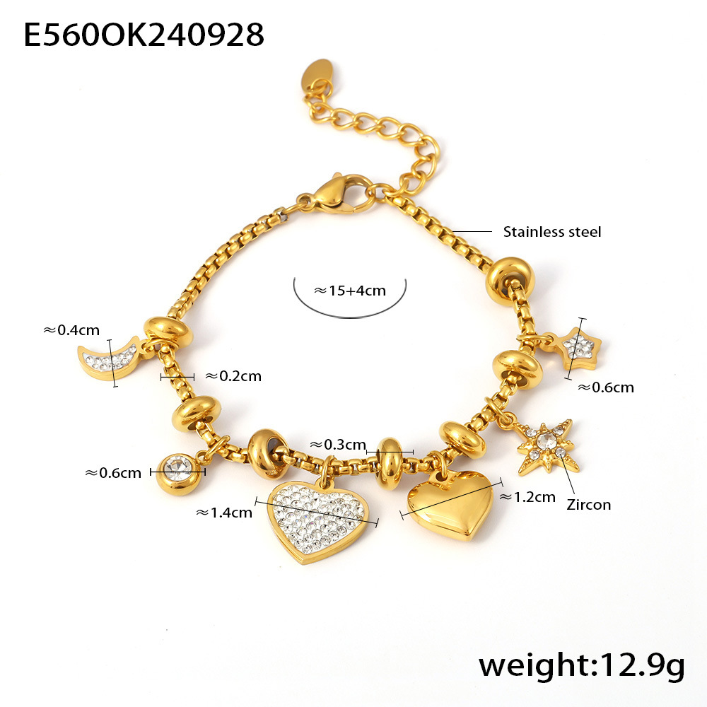18k Gold Pated Stinless Steel Charm Bracelet - Image 3